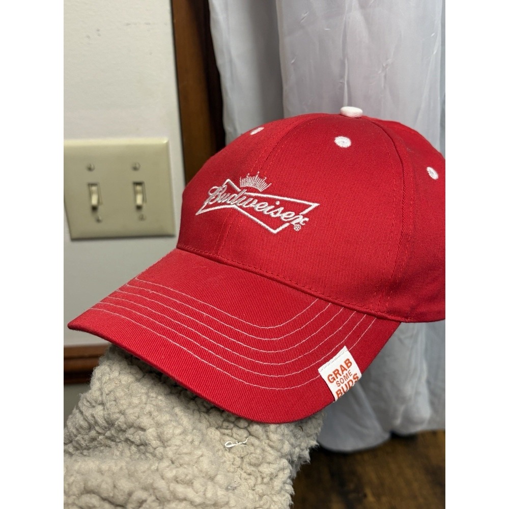 Budweiser Red Hat K-Products Snapback Cap "Grab‎ Some Buds" Beer Promo Vintage